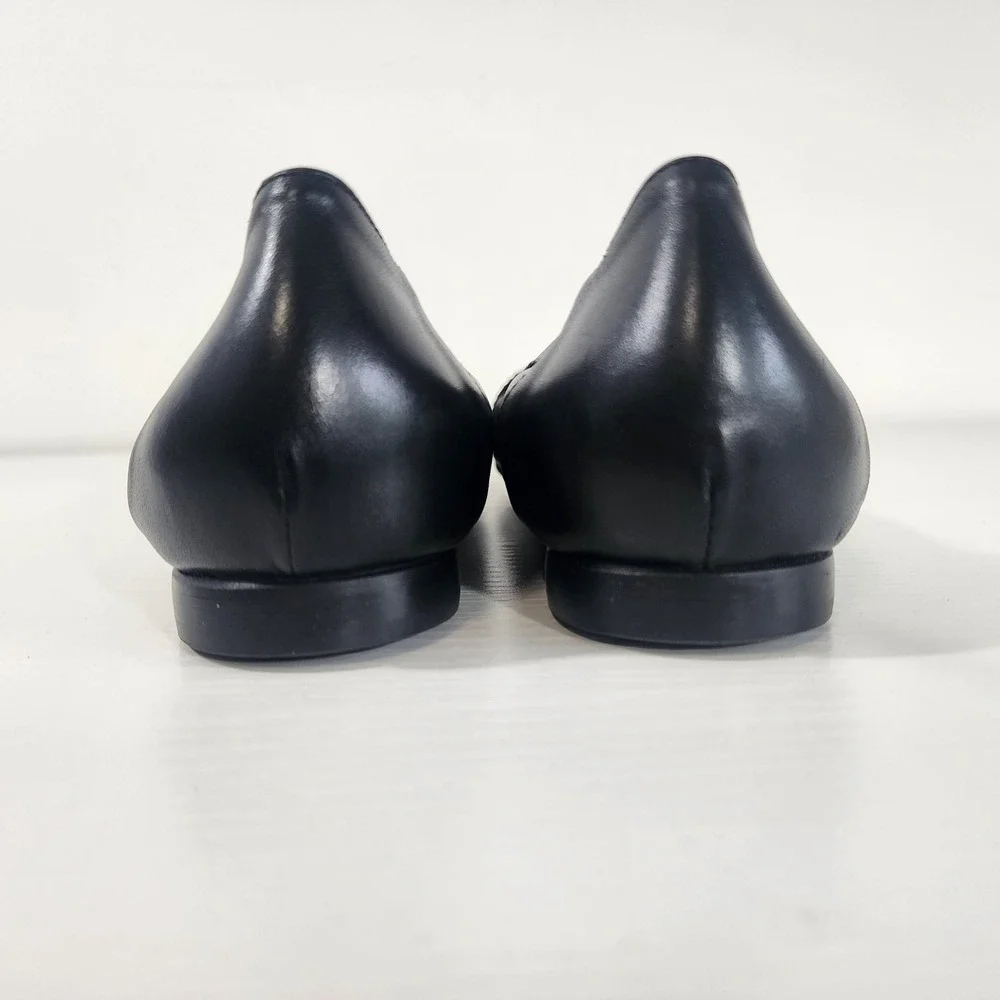 AGL Attilio Giusti Leombruni Ballet Flats Black Leather Patent Cap Toe Buckle 41 - Picture 9 of 12